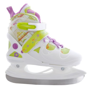 Lední brusle Powerslide Polly Pocket Flower Power Powerslide Zimní brusle na led Vyztužené dívčí brusle s plastovým nastavitelným skeletem. Středně vysoká stavba boty zpevněná přes nárt páskem.