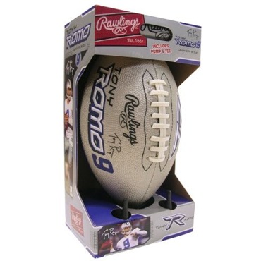 Míč Rawlings Tony Romo TR9J Rawlings Míče na americký fotbal Nový Tony Romo QB Dallas Cowboys č. 9 autorizovaný míč, trvanlivá kompositová kůže, včetně pumpy a tee, juniorská...