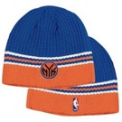 Dětský kulich NBA KNICKS pletená čepice Adidas, 100% acrylic, logo Knicks a logo NBA, barva modrá, oranžová, vel. mládež  